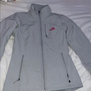The North Face Gray Jacket with Pink Logo